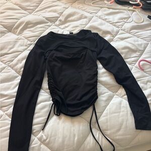 Forever 21 Black Ruched Long Sleeve Top